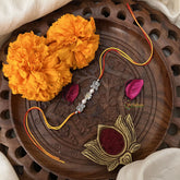 Vriksham Rakshabandhan Sliver Plated Floral With Ganapati Rakhi-RB171